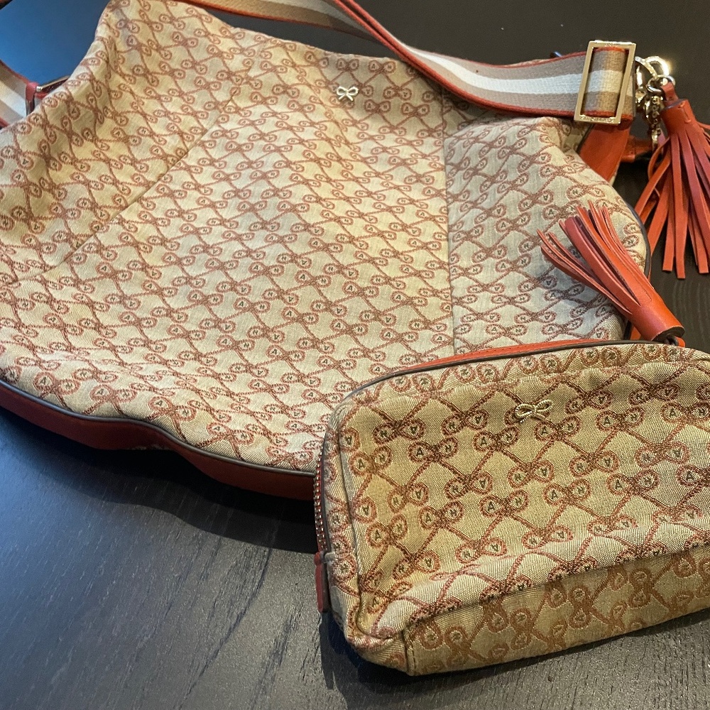 Vintage Anya Hindmarch Monogram Shoulder Bag with Pouch